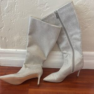 Elegant Silver Studded Women's Boots